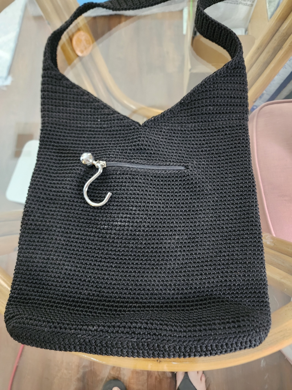 The Sak Black Crochet Shoulder Bag